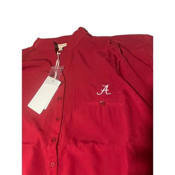 UG Apparel Womens Red Half Cuffed Sleeve Collared Button Up Blouse Top Size 1X - Picture 3 of 6